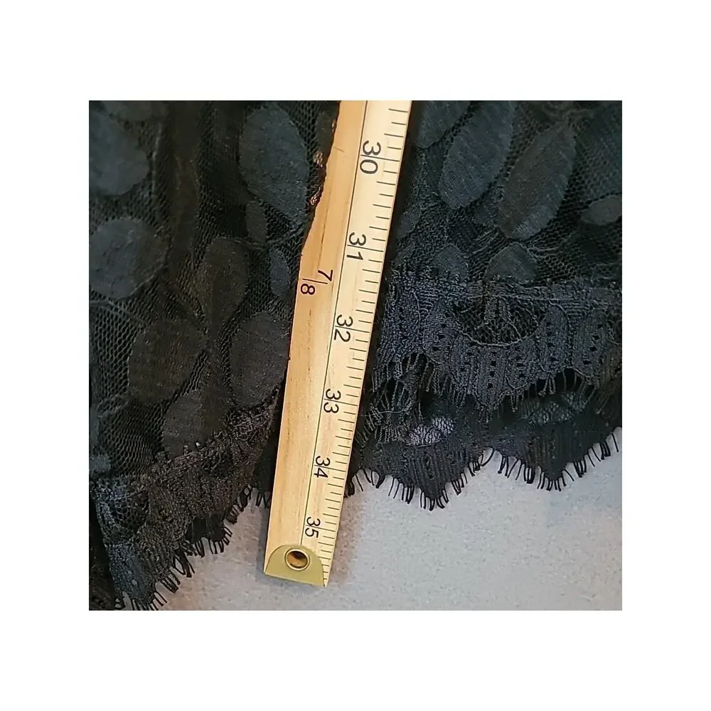 Free People Asymmetrical Boho Black Lace Overlay Long Sleeve Mini Dress Small